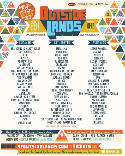 outside lands daily lineups