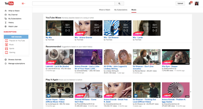 music tab youtube