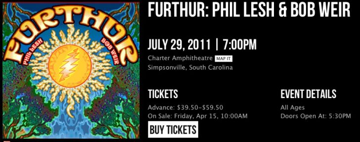 Giveaway: Furthur @ Charter Amphitheatre, Simpsonville, SC 7/29/11