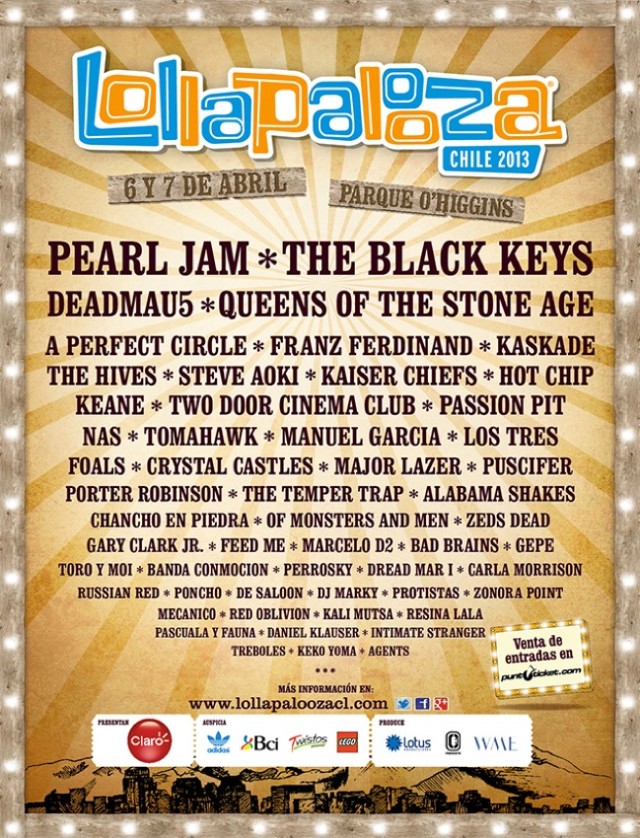 Lollapalooza Chile and Brazil Lineups Announced: Pearl Jam, Black Keys, QOTSA, A Perfect Circle and More