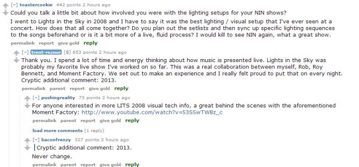 Trent Reznor’s AMA Reddit Session Hints at 2013 NIN Return