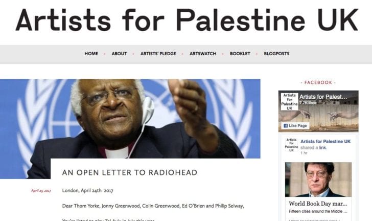 Famous Artists Come Together and Write Letter to Radiohead Urging Them Not to Play Israel