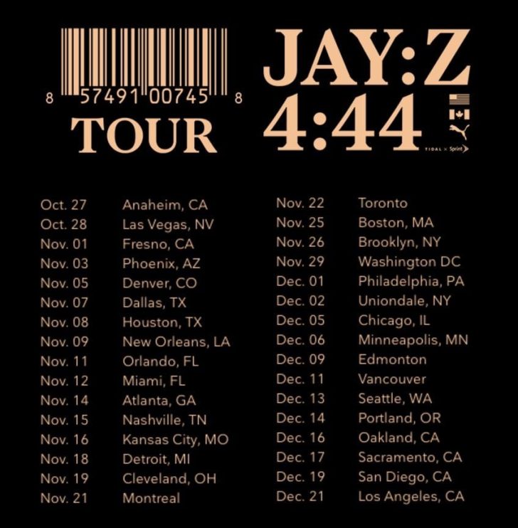 JAY-Z Announces 4:44 Tour Dates - Live Music Blog
