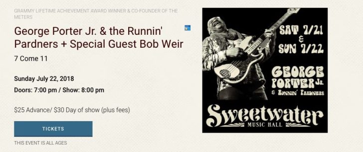 George Porter Jr. And The Runnin Pardners Add Bob Weir to Sweetwater Show