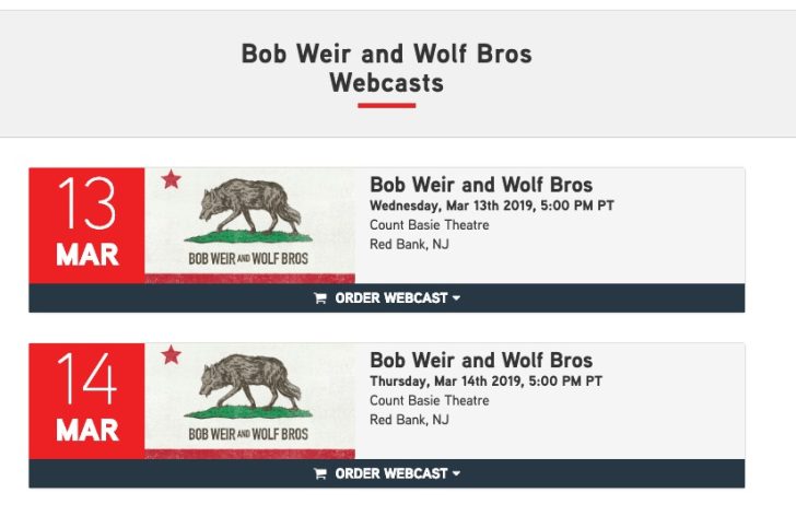 Nugs Announces Bob Weir and Wolf Bro Paid Webcasts from New Jersey