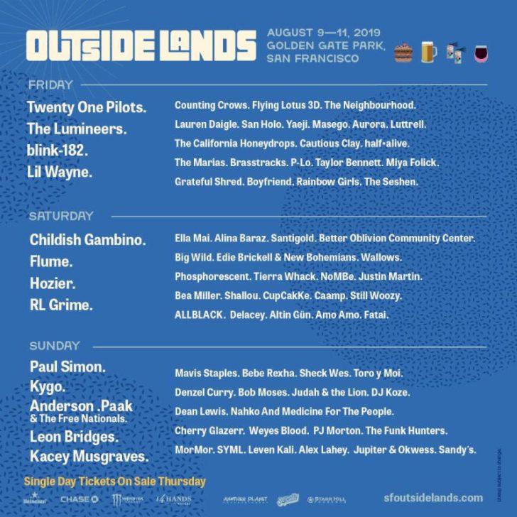 Outside Lands 2019 Confirms Daily Lineups