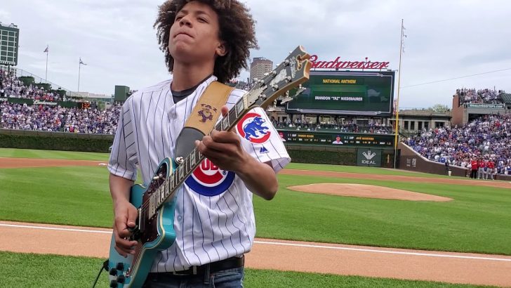 Watch 16-Year Old Brandon “Taz” Niederauer Shred The National Anthem to Start Chicago Cubs Game