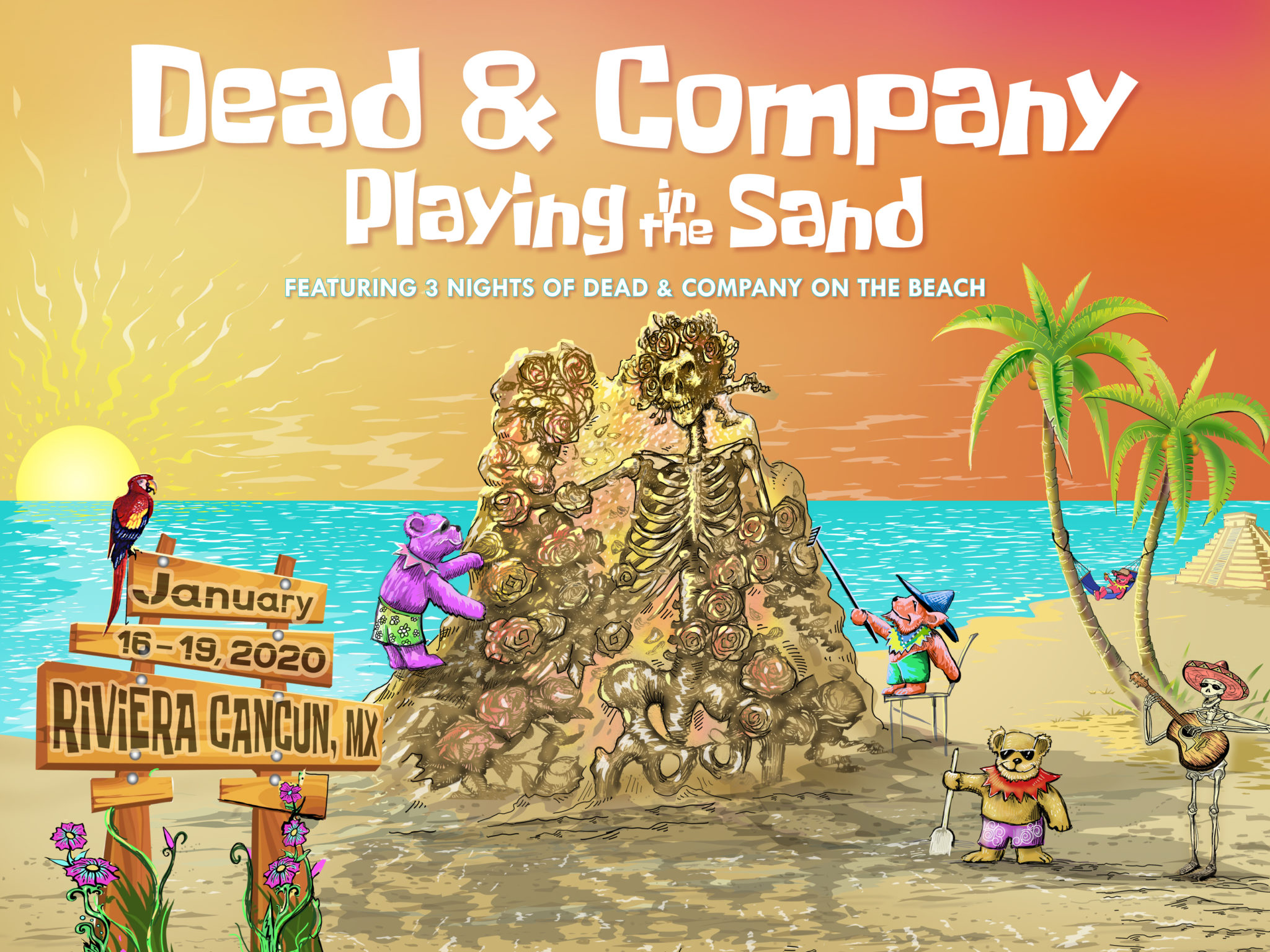 dead and company playing in the sand 2020 announced riviera cancun mexico