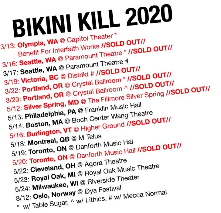 Bikini Kill Announces 2020 Tour Dates