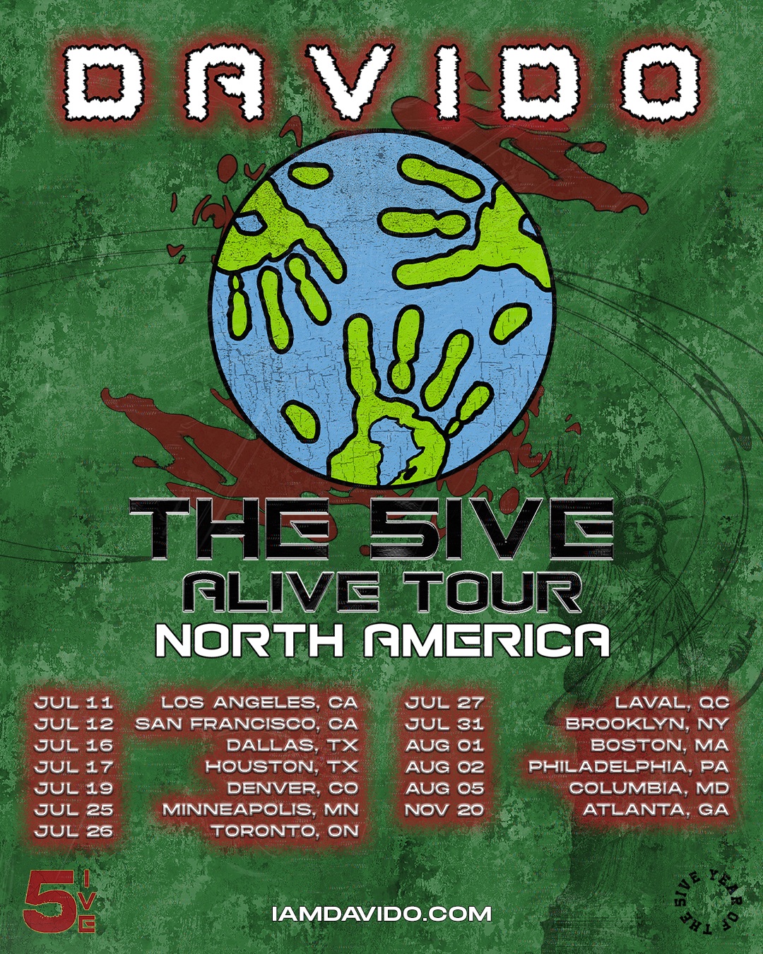 Davido 5ive Alive Tour Poster