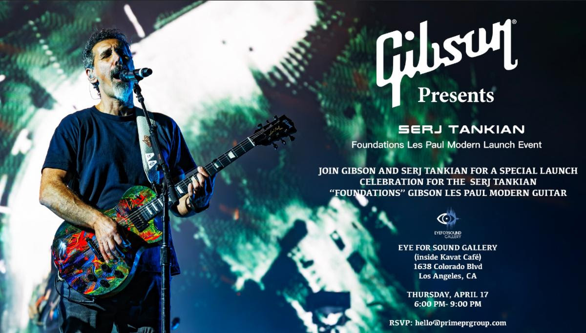 Serj Tankian Gibson Foundations Les Paul electric guitar event