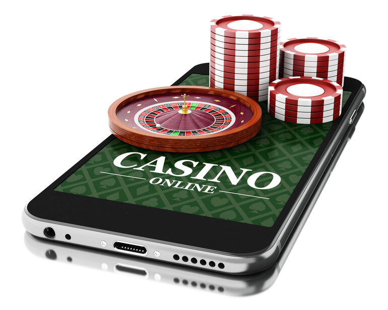 Online casino mobile with roulette and chips