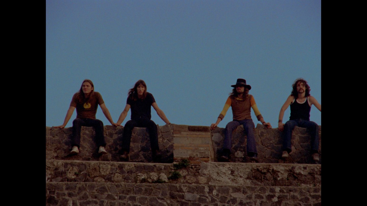 Pink Floyd performing in the 1970s at Pompeii