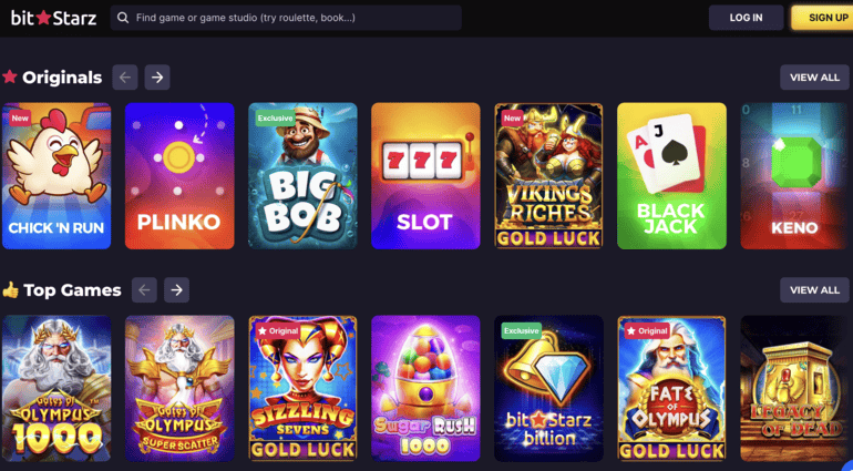 Bitstarz Casino Interface Dashboard