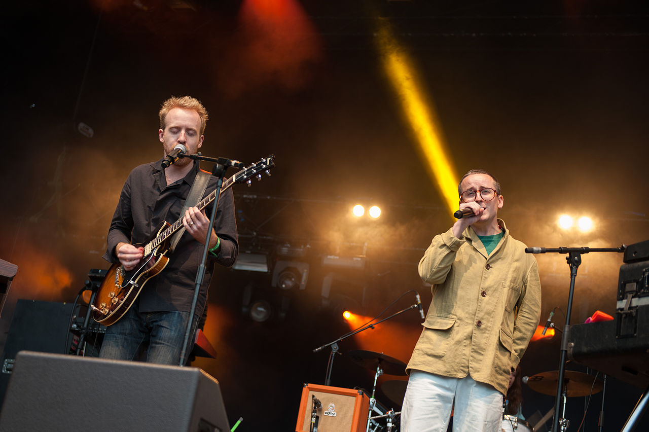 Hot Chip's Al Doyle and Alexis Taylor perform live.