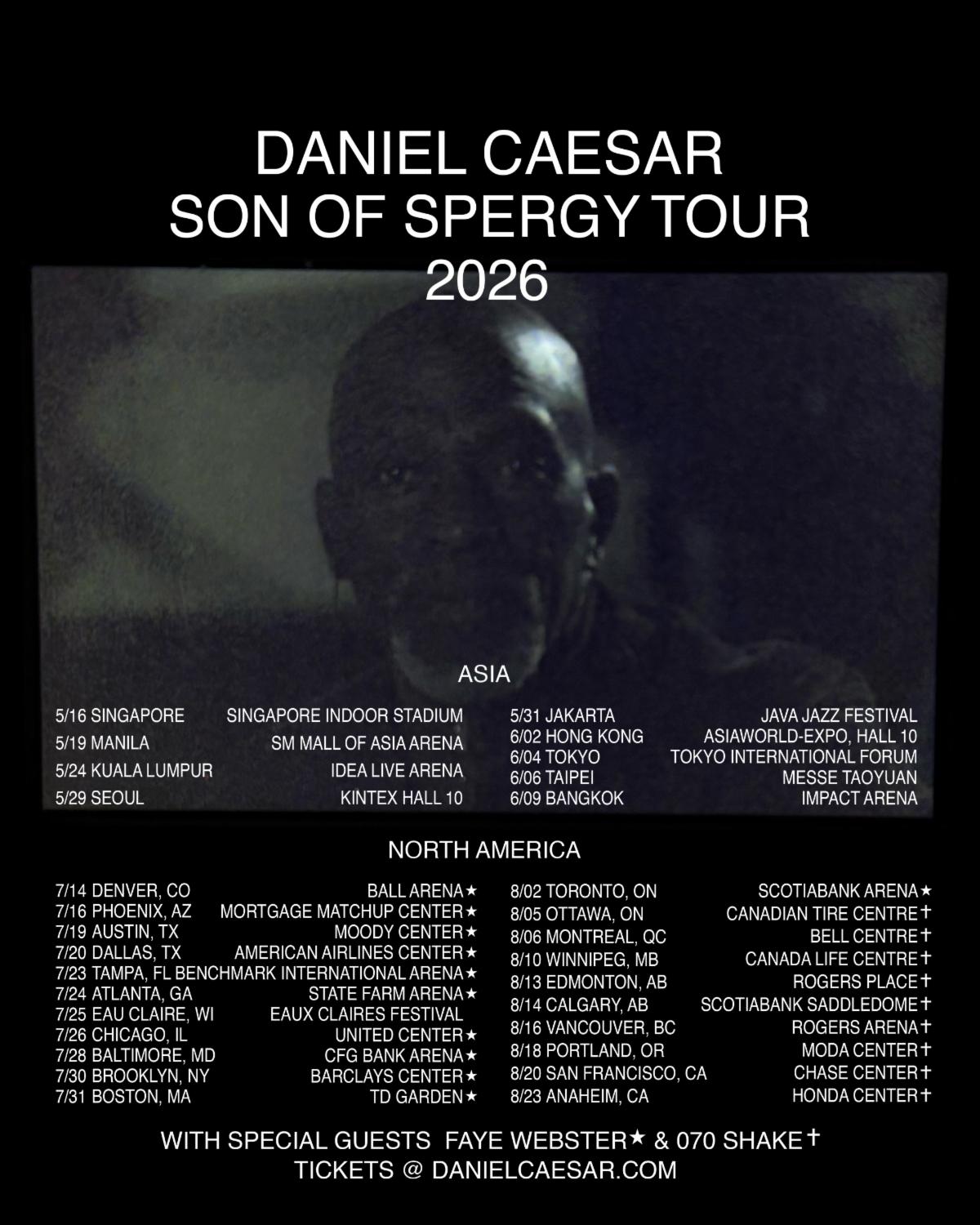 Daniel Caesar Announces 2026 Tour in Support of ‘Son Of Spergy’ with Faye Webster & 070 Shake
