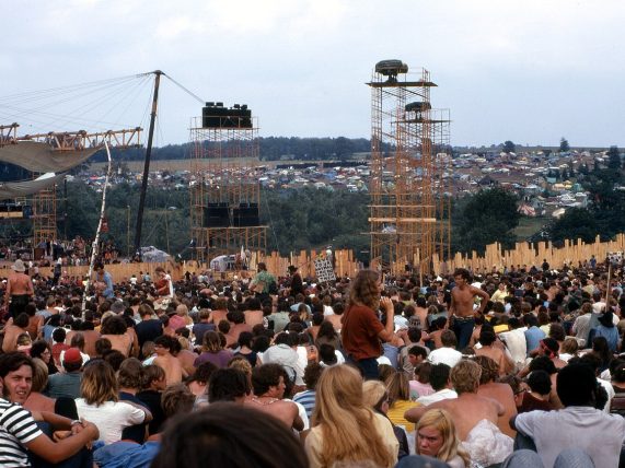 CSNY about to perform at Woodstock in 1969.