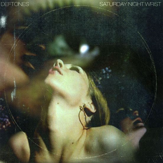 Cover for the Deftones Album Saturday Night Wrist, with a woman tilting her head back