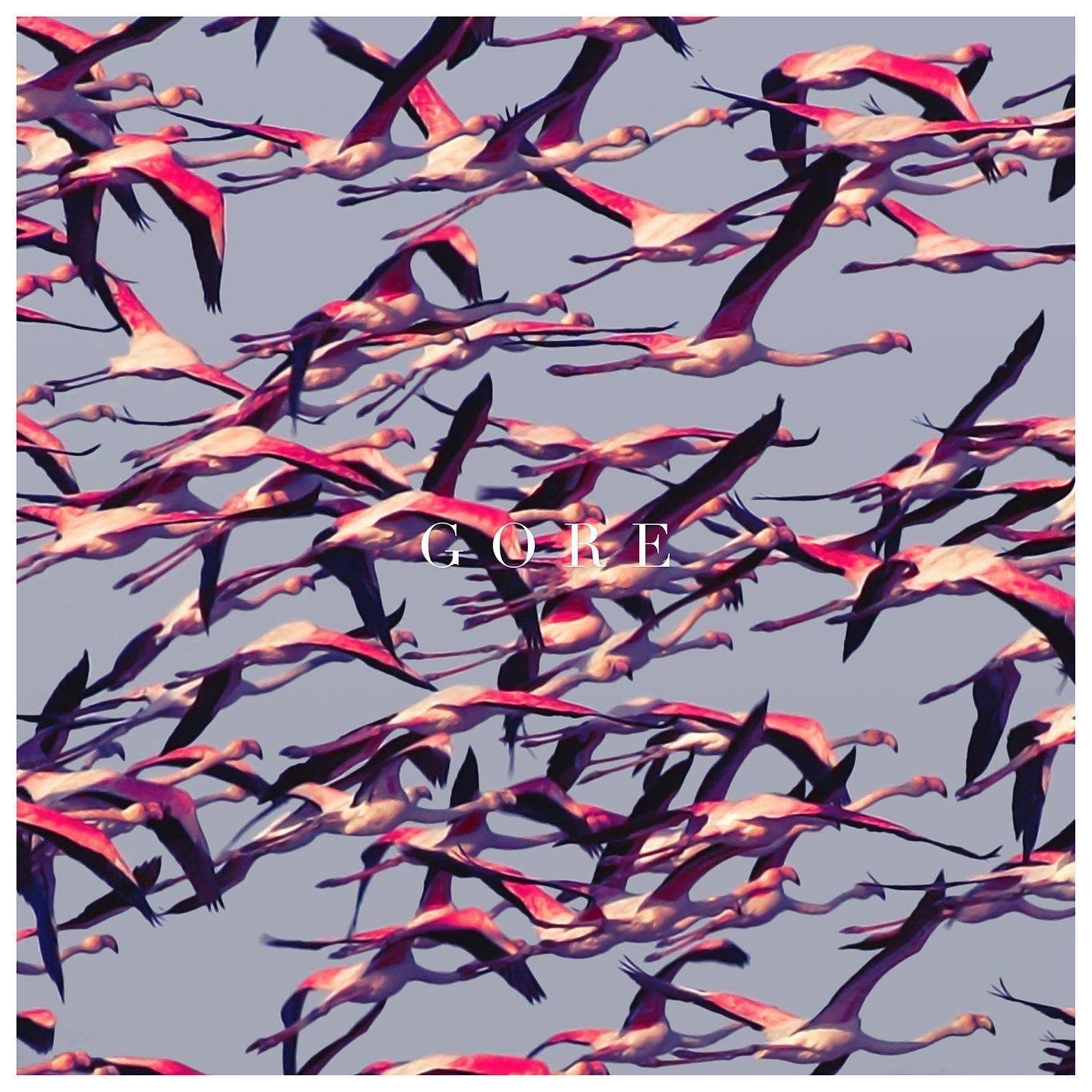 Deftones album cover for Gore, featuring flamingos.